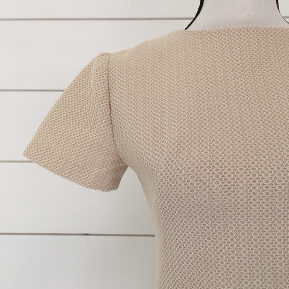 Vintage 60s Cream Textured Dress - Picture 3 of 5